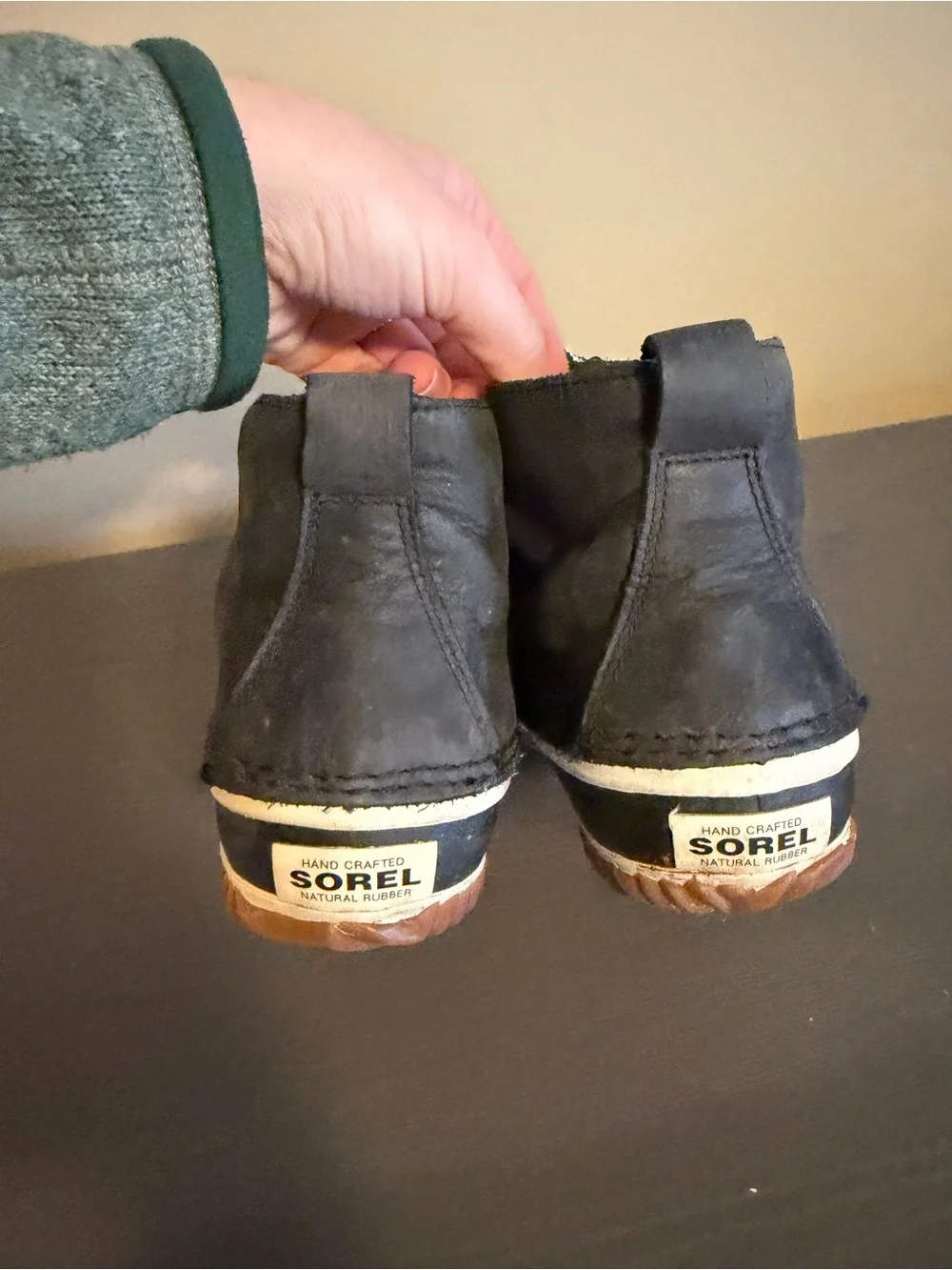 Black Lace-Up Duck Boots with Gum Sole